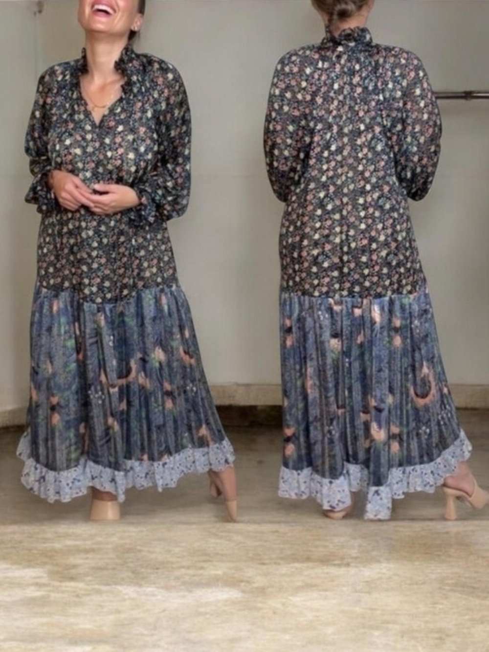 Code and mode floral boho maxi dress size M